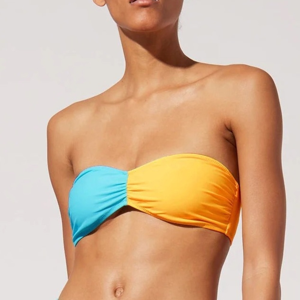 NWT Solid & Striped Color Block Bikini Top